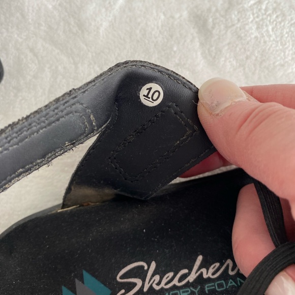 Skechers Womens Reggae Slim Takes Two Black Sandals 10 Memory Foam Stretch Gorpe - Picture 9 of 9